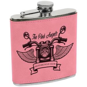 6 oz Leatherette Flask Pink